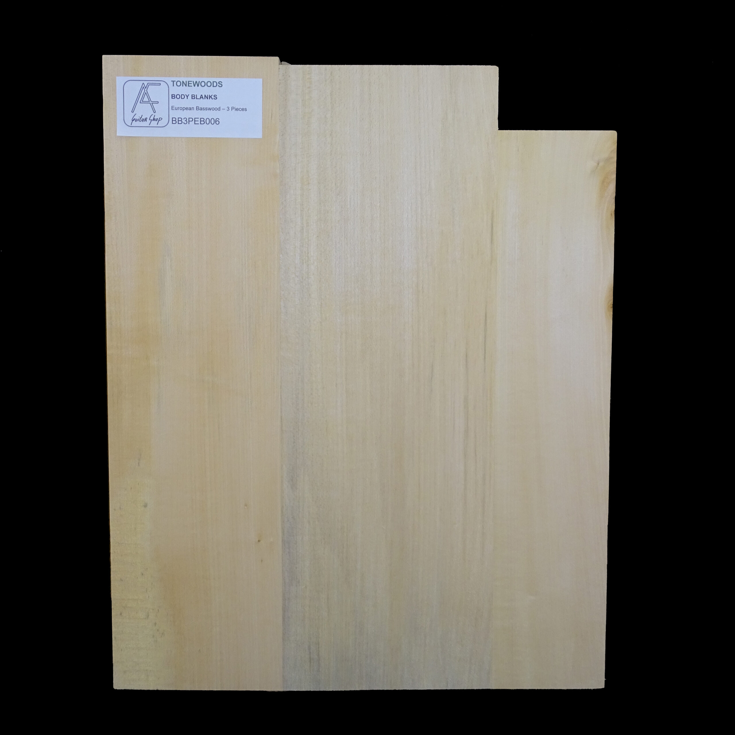 AC European Basswood Body Blank - 3 Piece - BB3PEB006